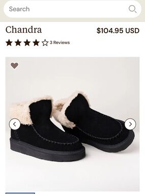 NWT Minnetonka Chandra Shearling Boots, Black, Size 8, BRAND NEW